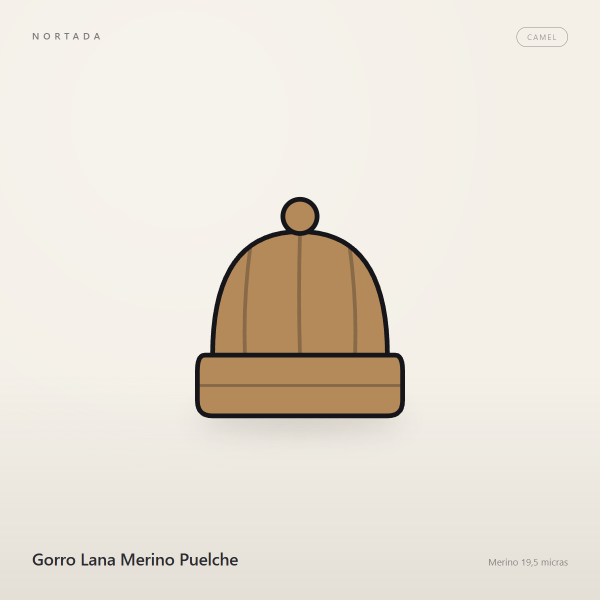 Gorro Lana Merino Puelche en color Camel, vista frontal