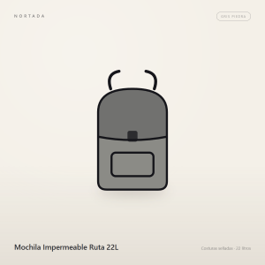 Mochila Impermeable Ruta 22L en color Gris Piedra, vista frontal