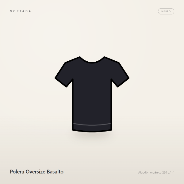 Polera Oversize Basalto en color Negro, vista frontal