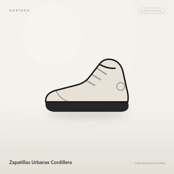 Zapatillas Urbanas Cordillera en color Blanco Hueso, vista frontal